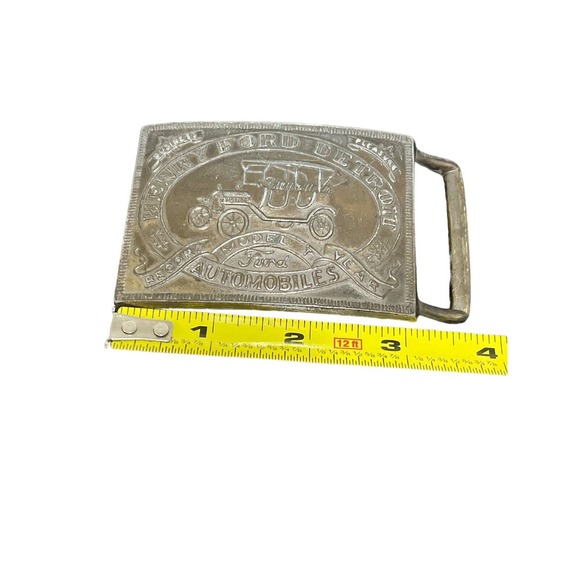Vintage Henry Ford  Brass Belt Buckle Model T Automobile Detroit Record Year - Picture 7 of 8
